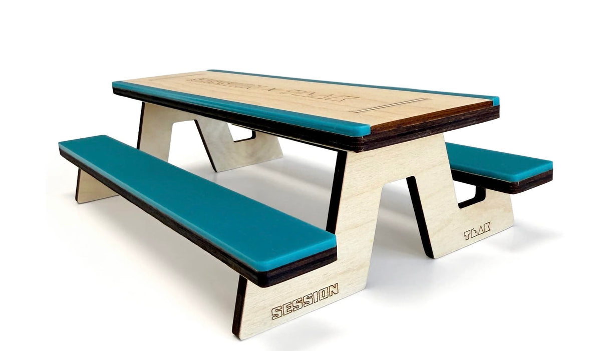 Session x Teak Picnic Table - 9.875" Wooden Fingerboard Obstacle, 5 Grind Edges