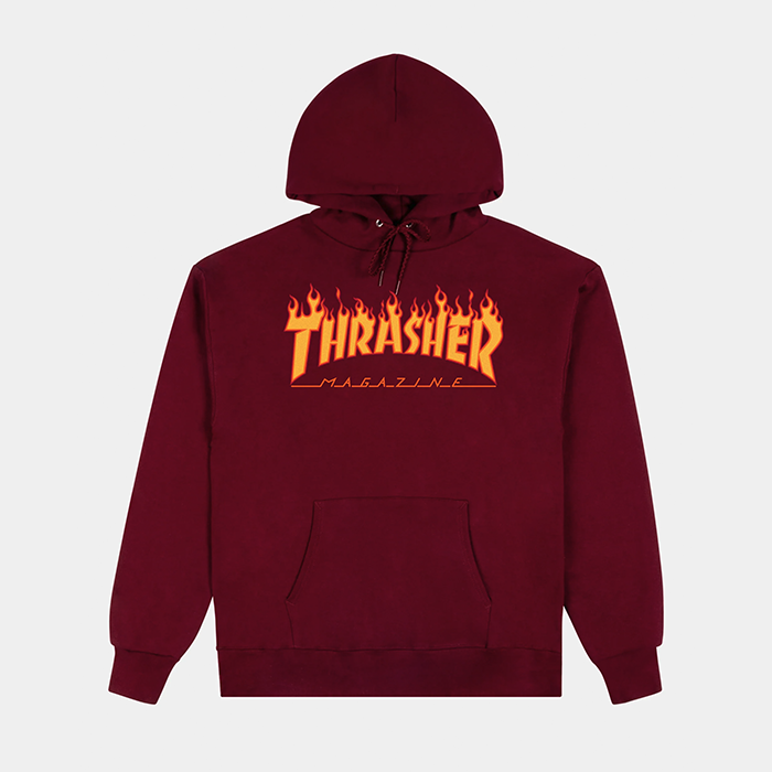 Thrasher Flames Hoodie - Maroon