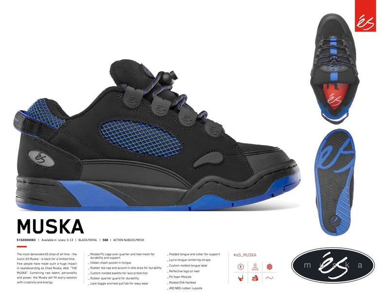 éS THE MUSKA Black Royal Skate Shoes