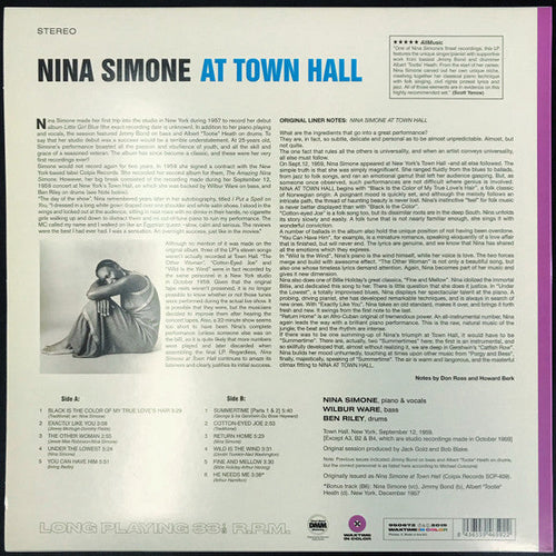 Nina Simone – Nina Simone At Town Hall 180G Purple Color Vinyl LP Record