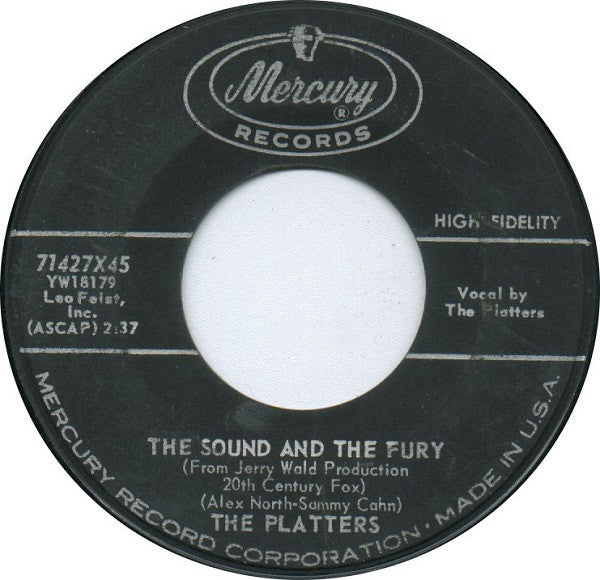 Platters, The – The Sound And The Fury / Enchanted Vinyl 7" Record *Used 1959 Release*