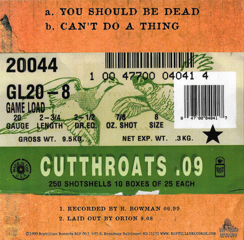 Cutthroats 9 – You Should Be Dead Vinyl 7" Record