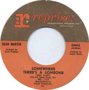 Dean Martin – Somewhere There's A Someone / That Old Clock On The Wall Vinyl 7" Record