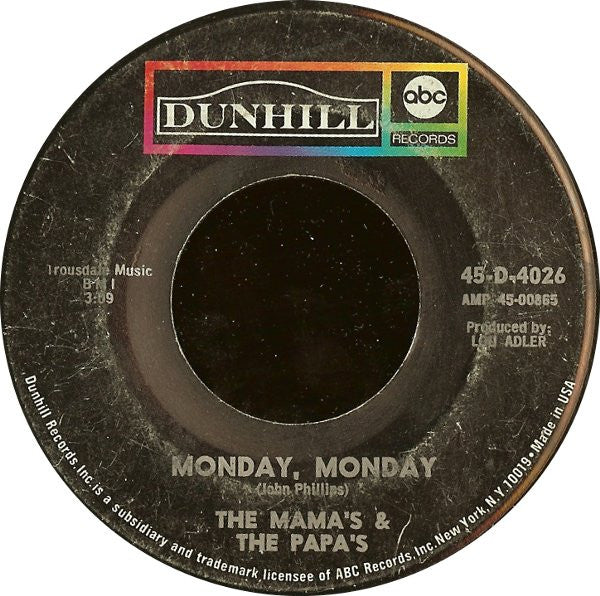 Mama's & The Papa's, The – Monday, Monday / Got A Feelin' Vinyl 7" Record *Used Release*