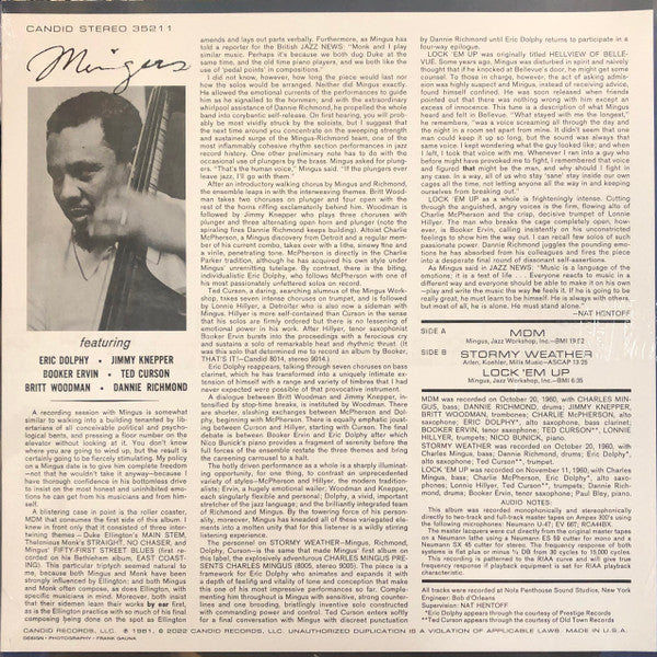 Charles Mingus - Mingus 180G Vinyl LP Record