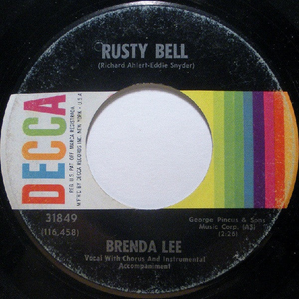 Brenda Lee – Rusty Bell / If You Don't (Not Like You) Vinyl 7" Record *Used 1965 Release*