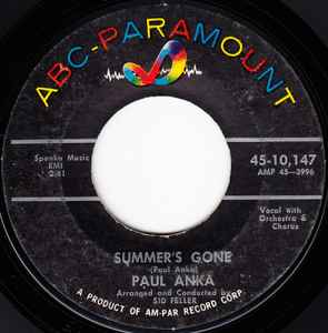 Paul Anka – Summer's Gone / I'd Have To Share Vinyl 7" Record *Used 1960 Release*