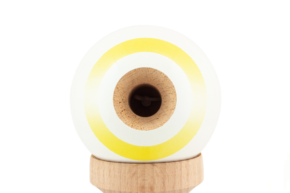 Yellow Bloom Kendama with Tricklist