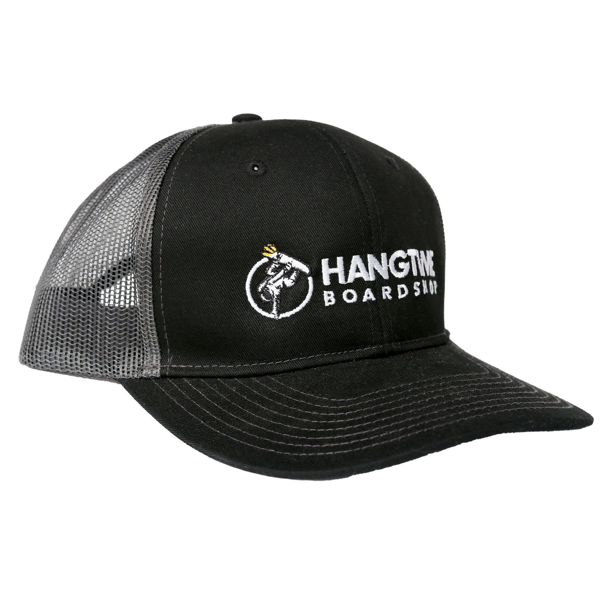 Hang Time Snapback Trucker Cap - Black