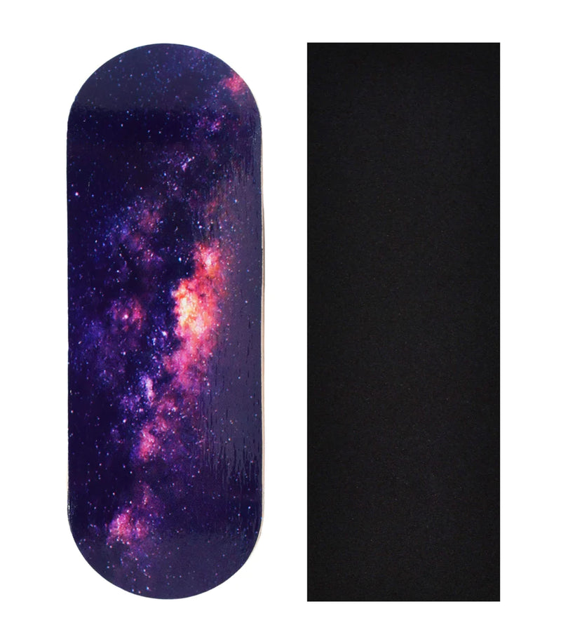 Heat Transfer Graphic Wooden Fingerboard Deck, "Galaxy" - 32mm x 97mm