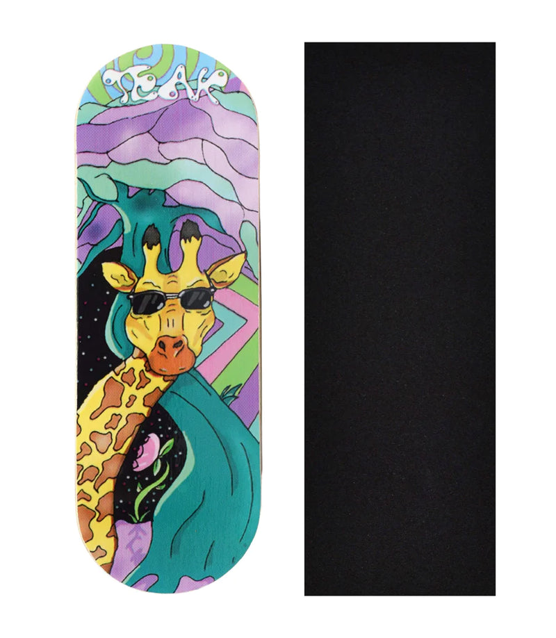 Heat Transfer Graphic Wooden Fingerboard Deck, "Graffiti Giraffe" - 32mm x 97mm